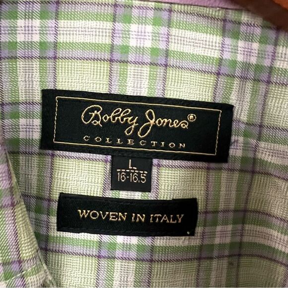 Bobby Jones cotton green and purple button down L - Picture 5 of 8